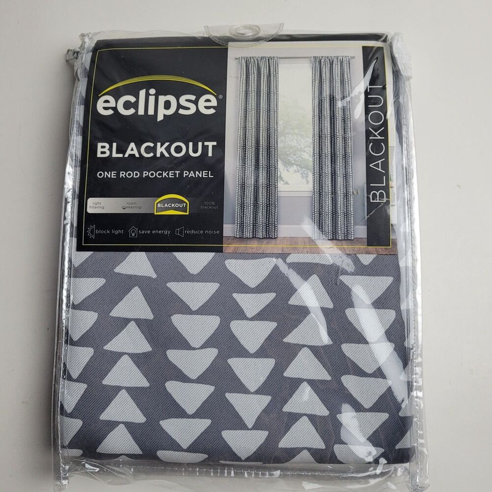 NEW Eclipse Thermaback Blackout 'Naya Grey' Curtain Panels 37x63in #BT2